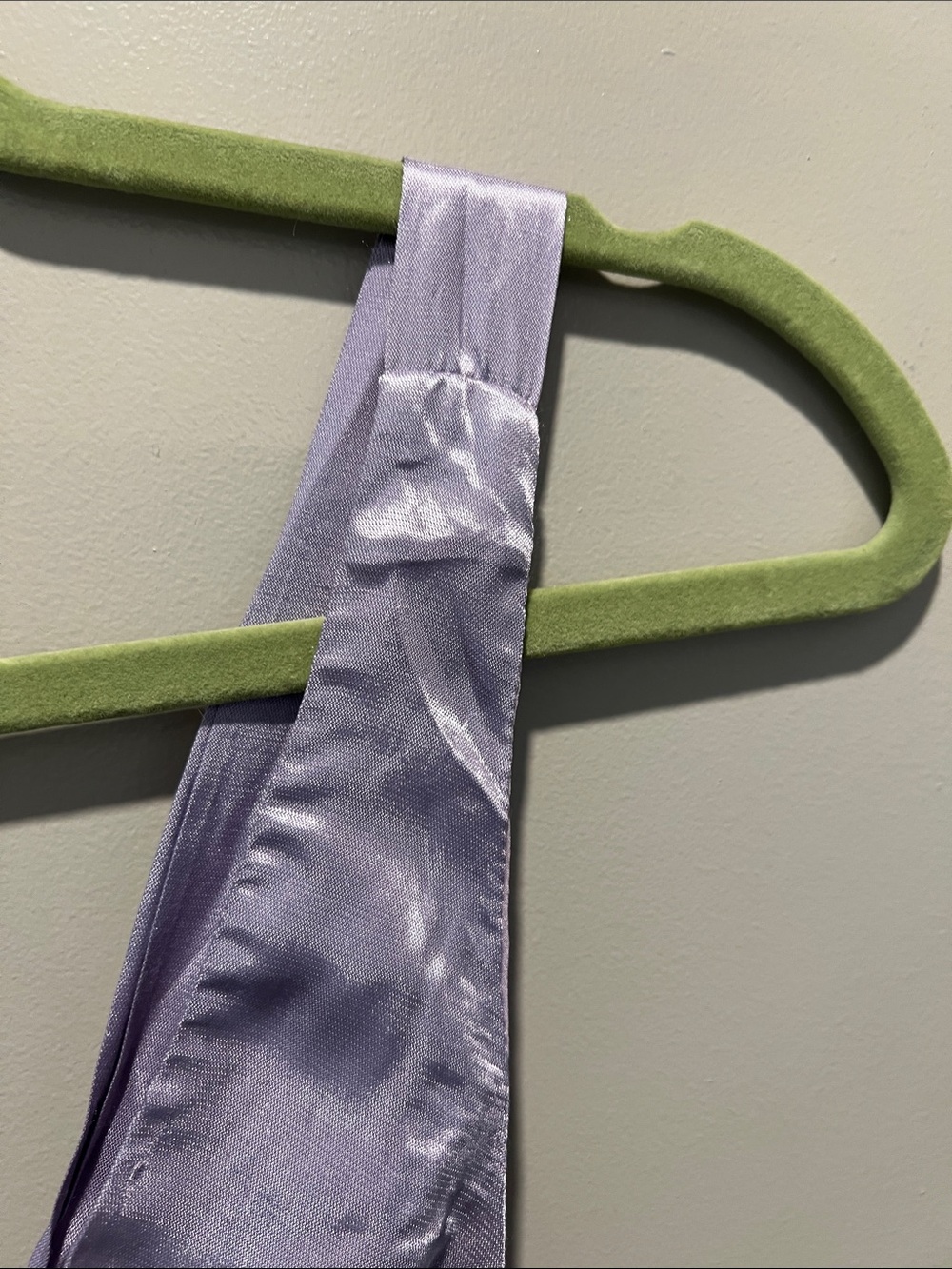 Hello Molly Lavender Satin V-Neck Mini Slip Dress with Bow Tie Back - Picture 4 of 7